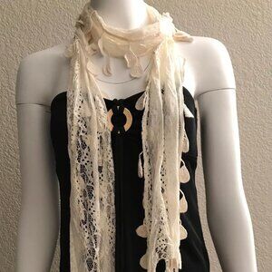 NWT Pier 1 Beige Crochet Lace Scarf